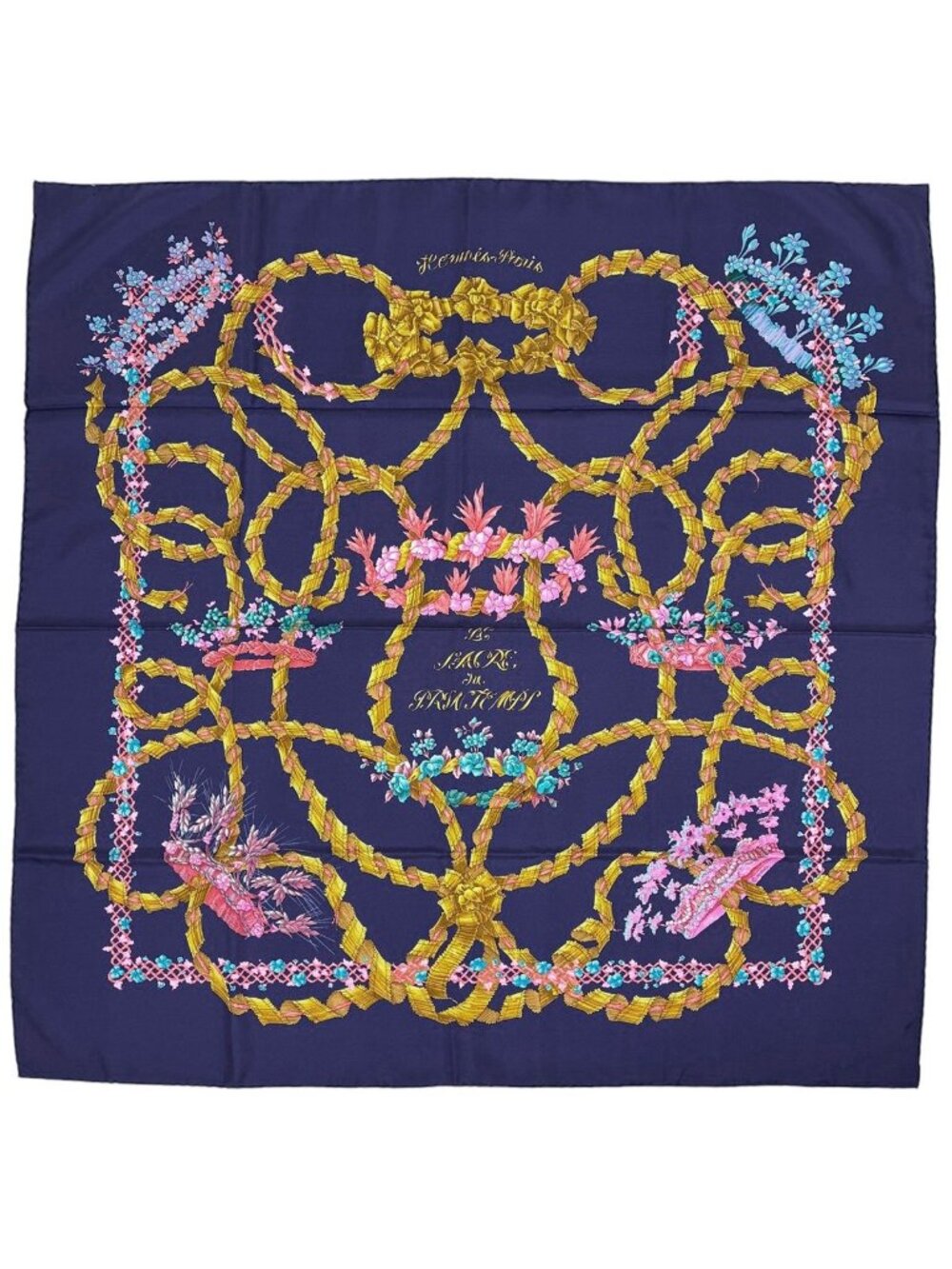 Hermes Carre 90 le Sacre du Printemps Scarf Spring Festival Silk Navy Multicolor